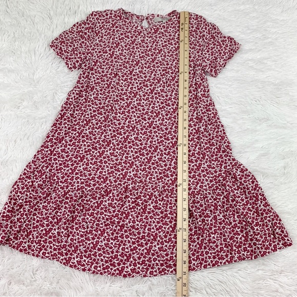 Loft short sleeve Floral Flounce Hem Swing Dress round red white casual - Picture 2 of 10